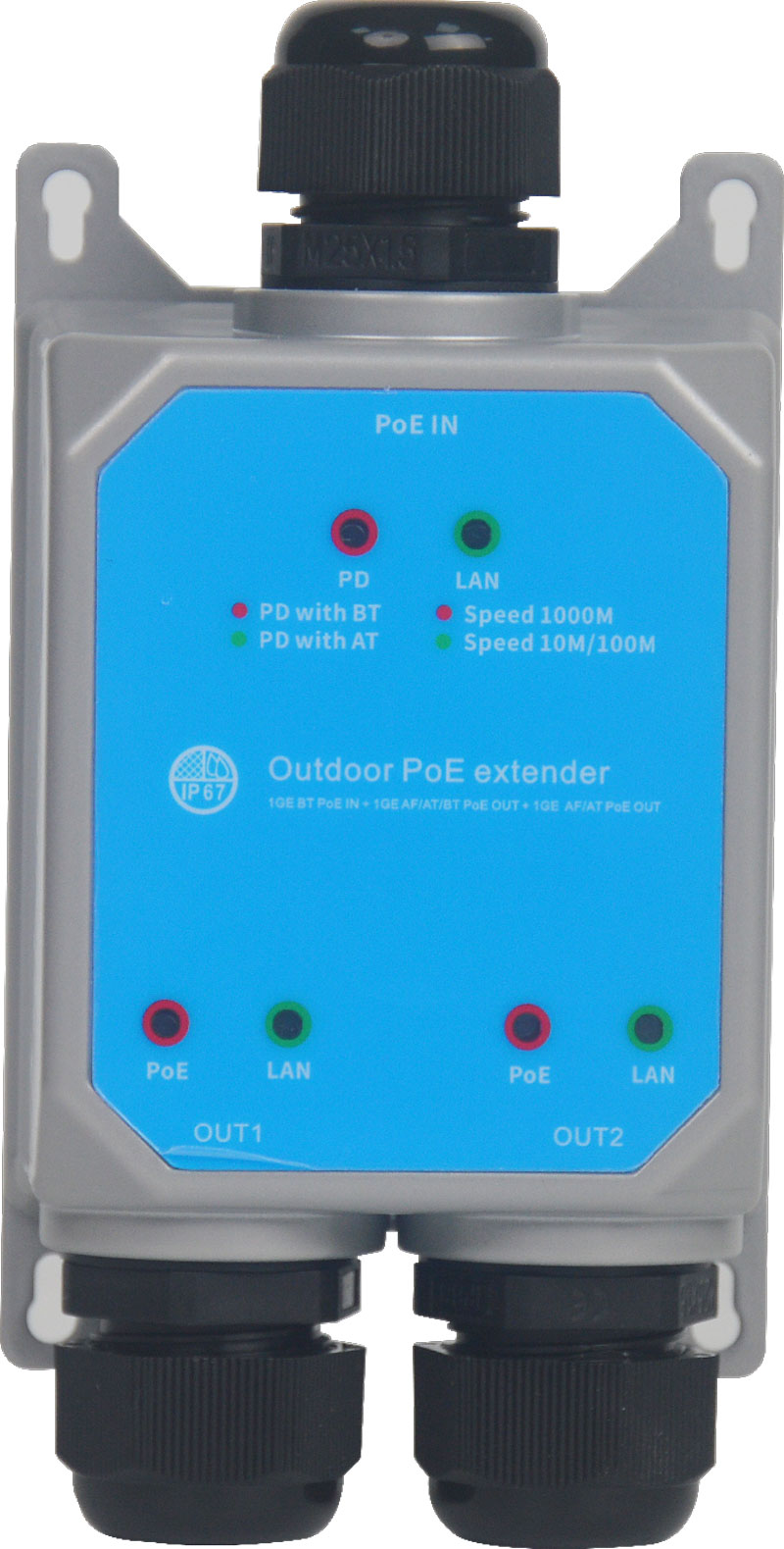 2Ports*Gigabit IP67 outdoor waterproof PoE extender